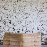 Chauffeuse d'angle Togo velours beige par Michel Ducaroy pour Ligne Roset