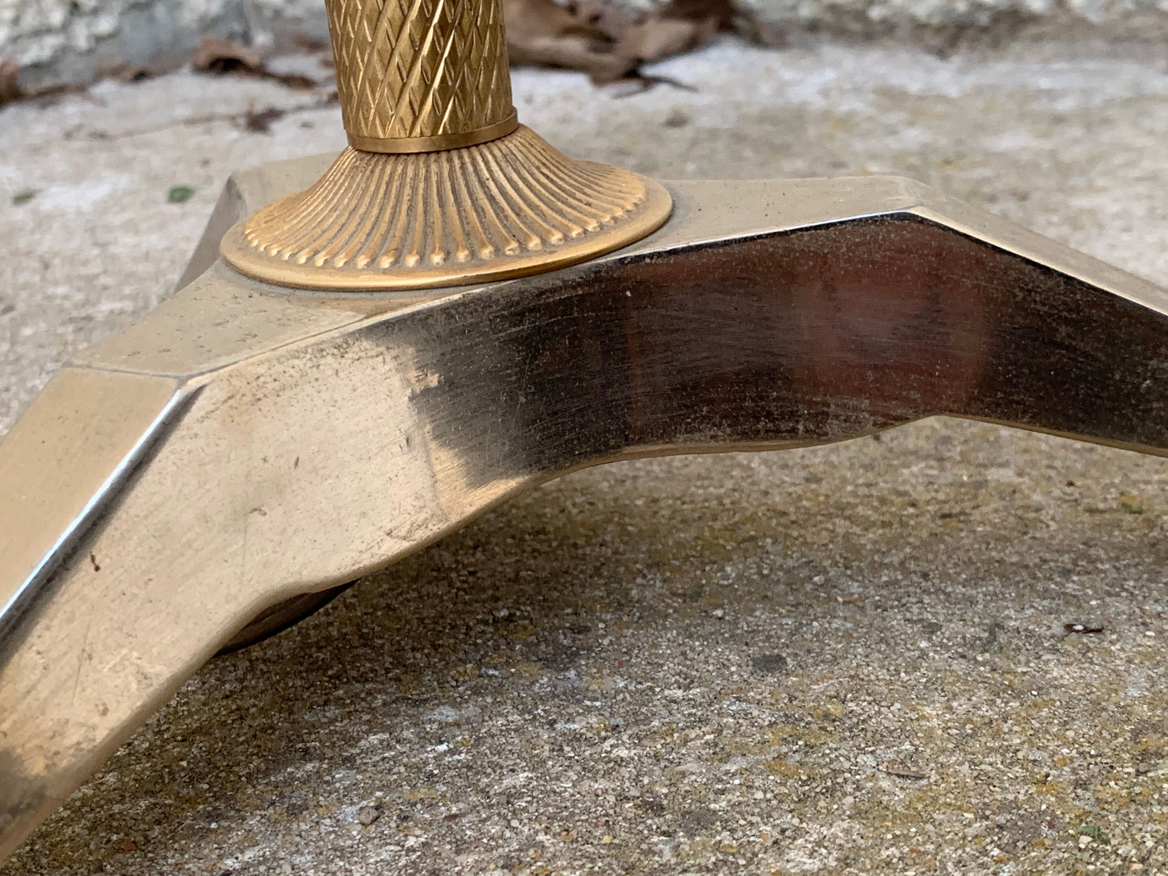 Vintage brass floor lamp in scale and opaline 1950