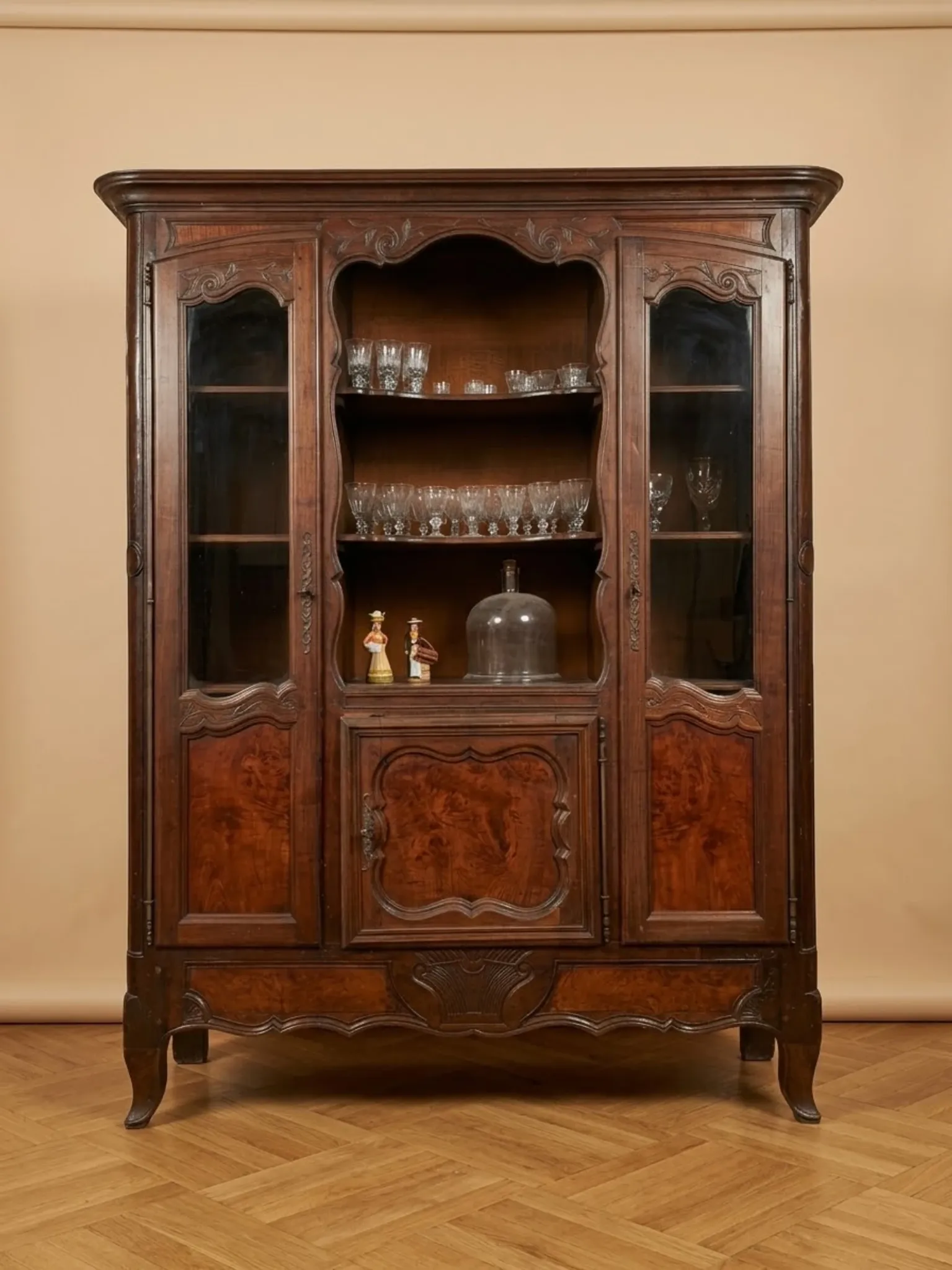 Buffet vitrine bibliothèque style Louis XV
