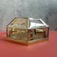 Hexagonal brass and bevelled glass ceiling light