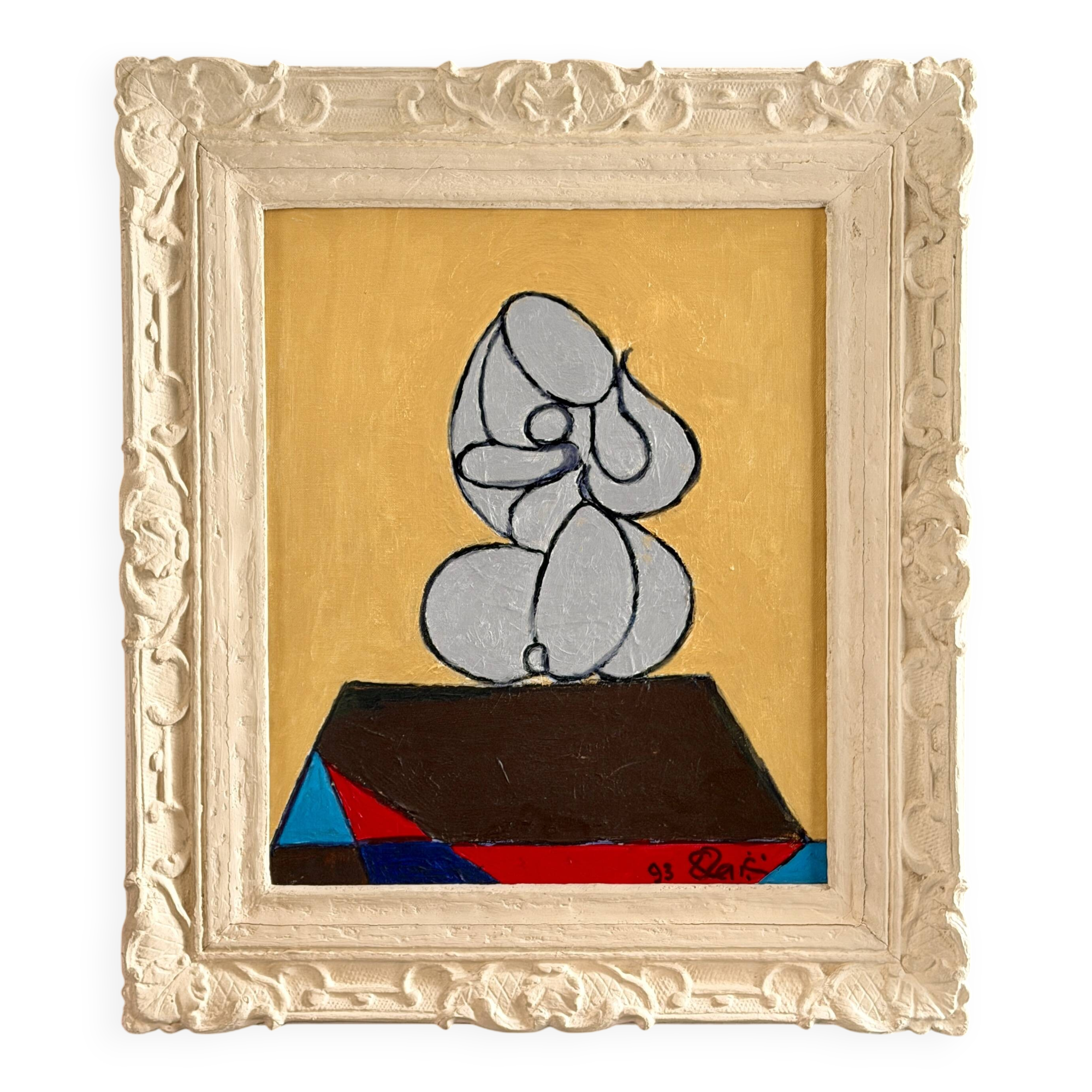 Serge reggiani, acrylic on canvas "maternity" signed (1922 - 2004)