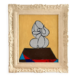 Serge reggiani, acrylic on canvas "maternity" signed (1922 - 2004)