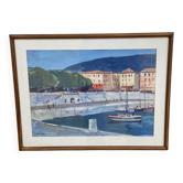 Tableau signé pavoine, le port de nice