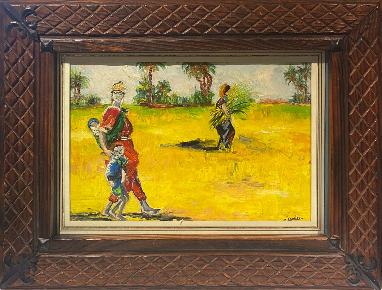 Old painting, oriental landscape, signed M Gourloo 20th century