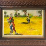 Old painting, oriental landscape, signed M Gourloo 20th century