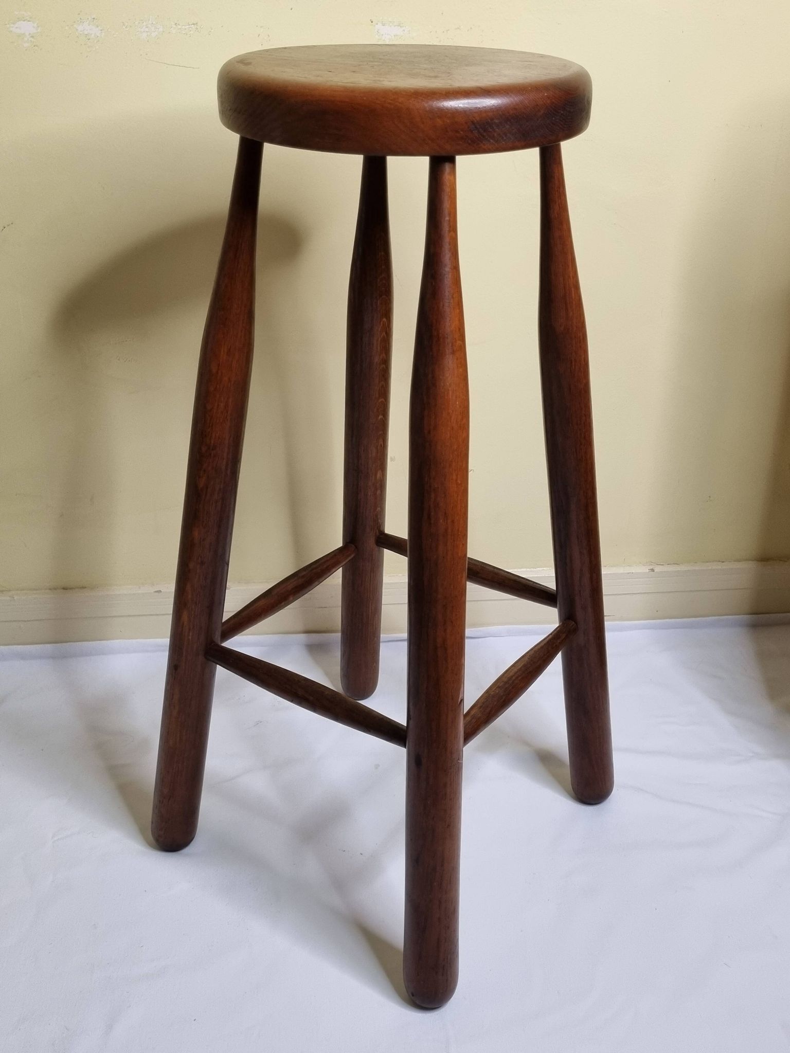 High wooden stool, designer, Scandinavian style, 1950s, 82 cm