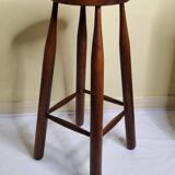 High stool in solid wood, Scandinavian style, 50s, 82 cm