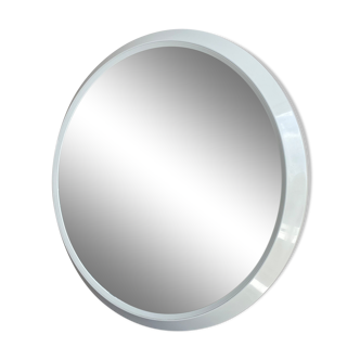 Vintage gray round space age plastic wall mirror