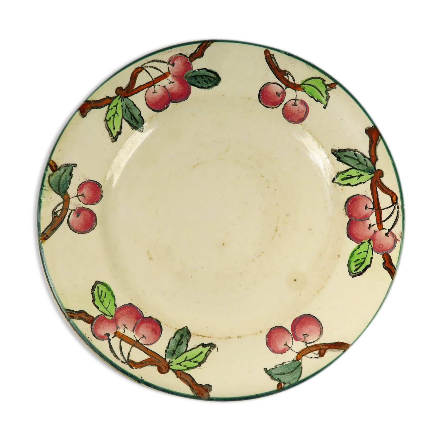 Rare plate decorated with cerises manufacture de Longwy