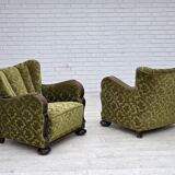 1950s, Danish relax chair, furniture velour, oak wood.