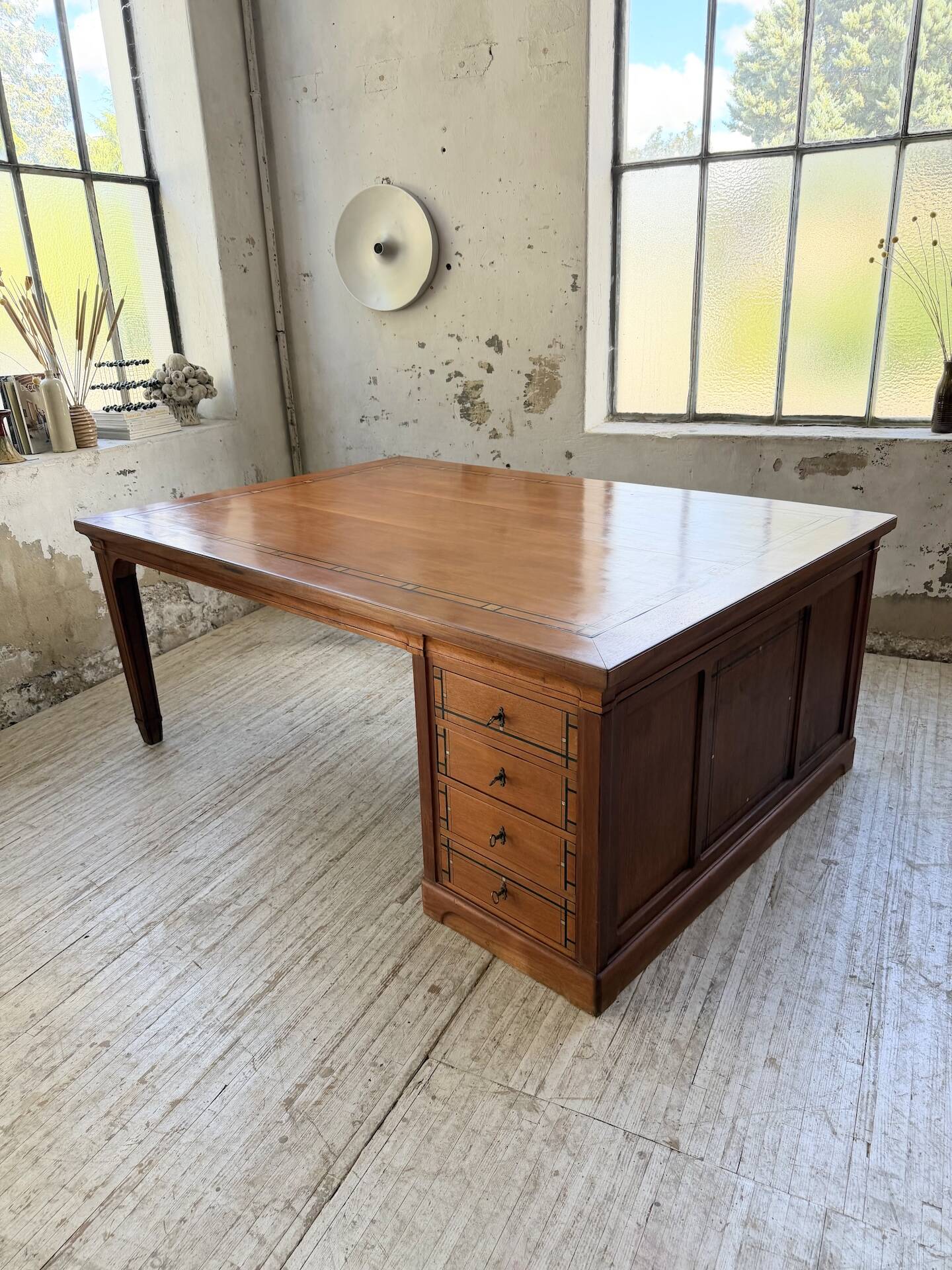 Double-sided walnut counter desk 1900