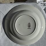 Set of 8 antique turquoise deep plates with a gold rim D22.5