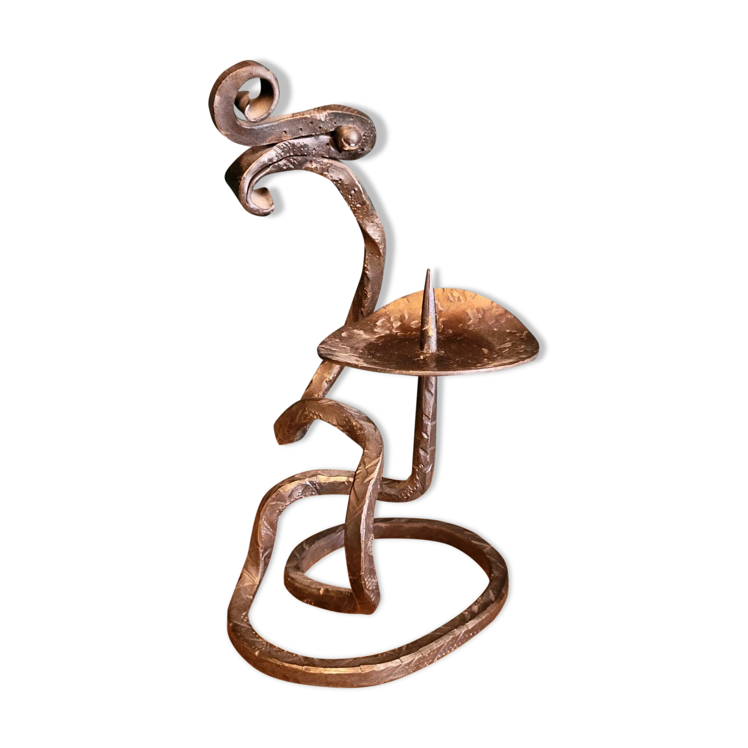 Brutalist wrought iron candle holder brutal art