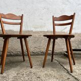 Set of 4 vintage beech bistro chairs – compass legs