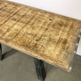 Table à manger industrielle bleue, années 1960