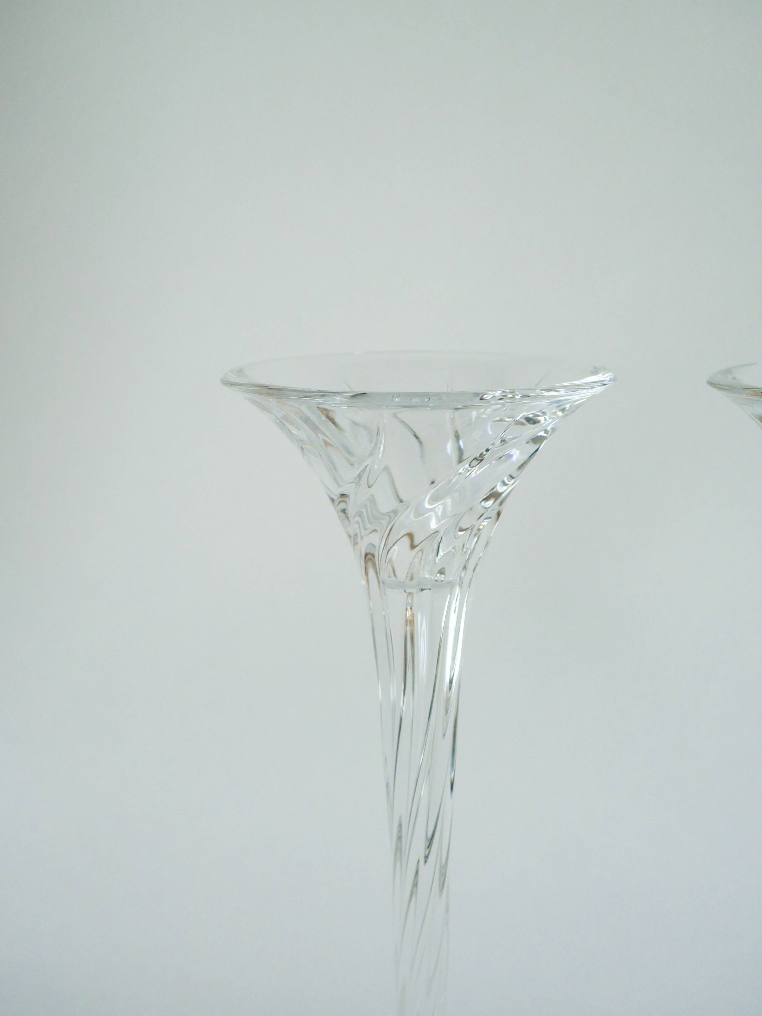 pair of large Swirl crystal candlesticks signed J&G Durand 1950