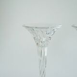pair of large Swirl crystal candlesticks signed J&G Durand 1950