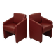 Vintage Couple Red Sofas Armchairs High Quality Faux Leather