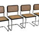 Suite de 4 chaises vintage modèle Cesca B32 en noir et chrome