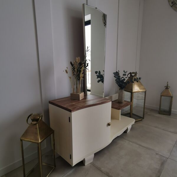 Ancienne coiffeuse art déco asymétrique
