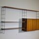 Mid Century String Shelving Unit in Teak with Secretary Cabinet, 1960s