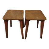 Paire de tabourets en bois