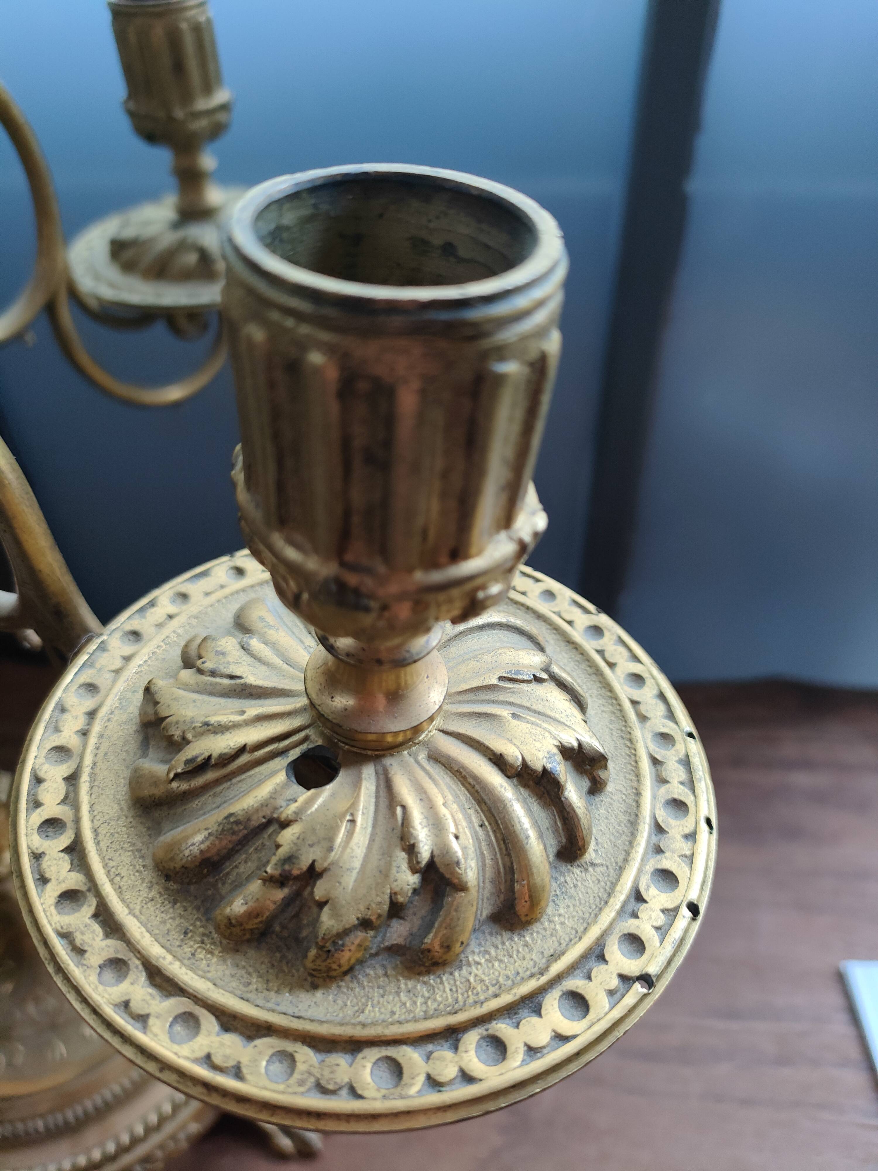 Large gilded bronze candelabrum, Louis XVI style, late 19th century – 5 lights