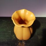 Ancien vase céramique jaune col corolle vintage