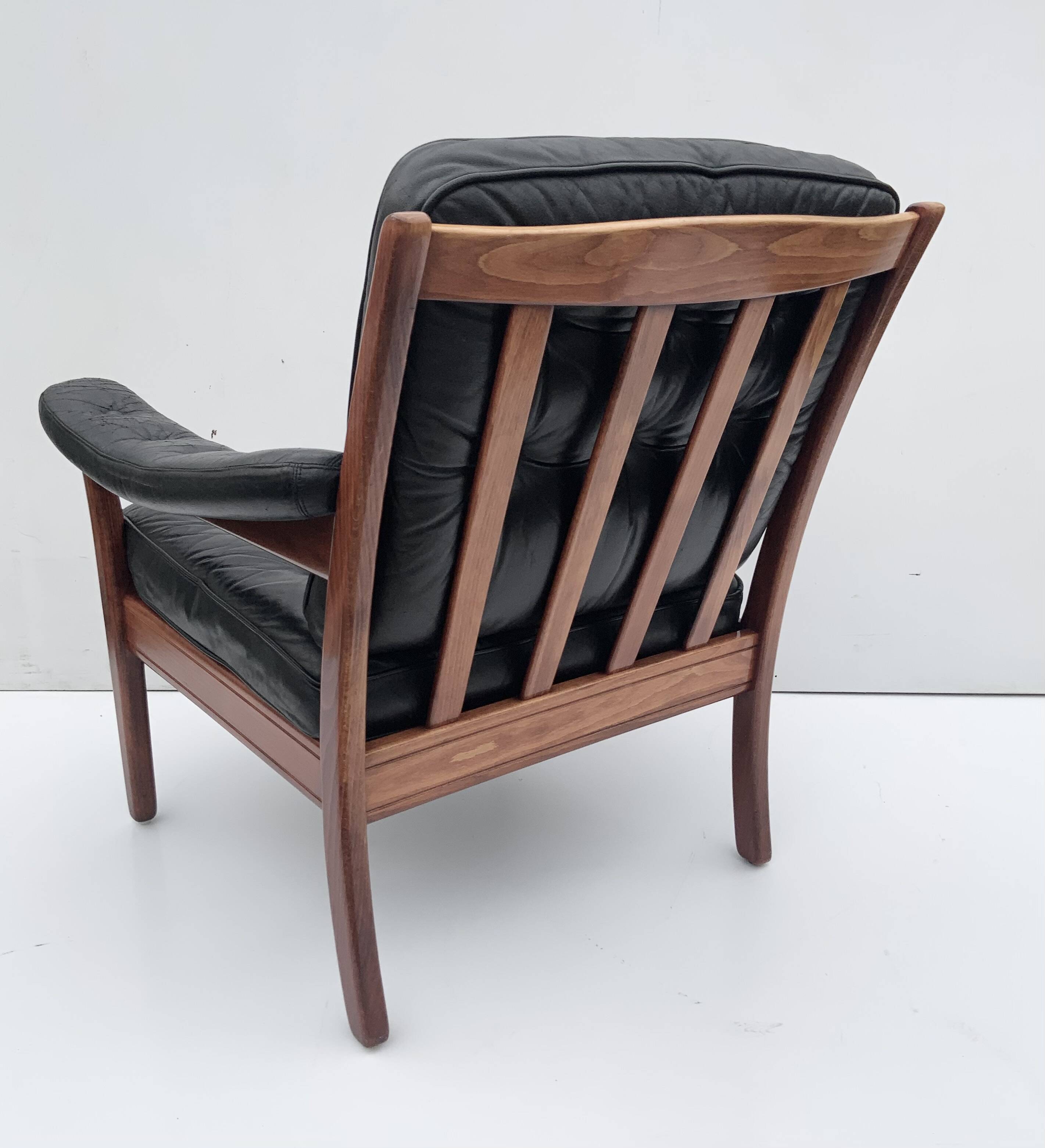 Vintage black leather lounge chair by gote mobler 1970s