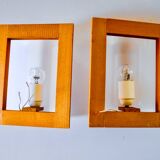 Pair of pine and methacrylate wall lights, Spain 1980