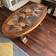 Coffee table in wood and ceramic Valauris signed by Louis Barrois.