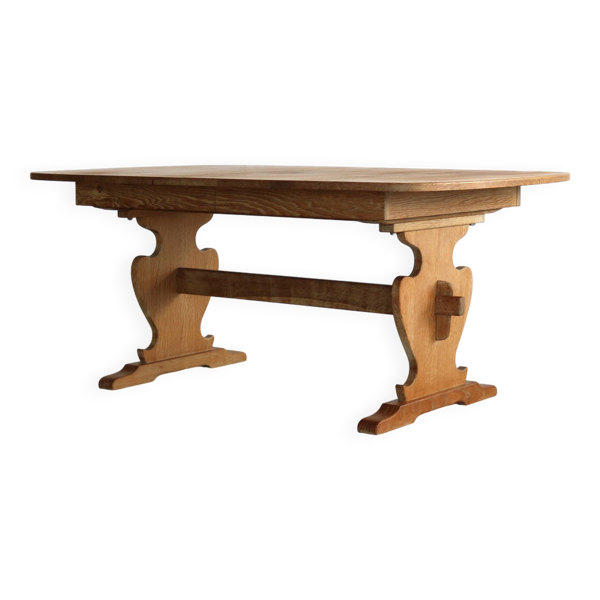 Table à manger extensible en chêne de style brutaliste