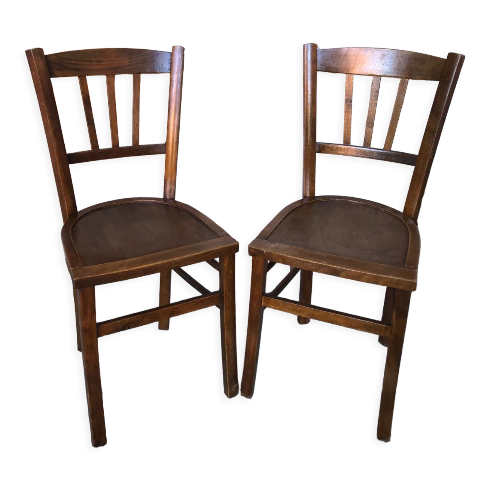 Pair of wooden bistrot chairs vintage