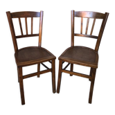 Pair of wooden bistrot chairs vintage