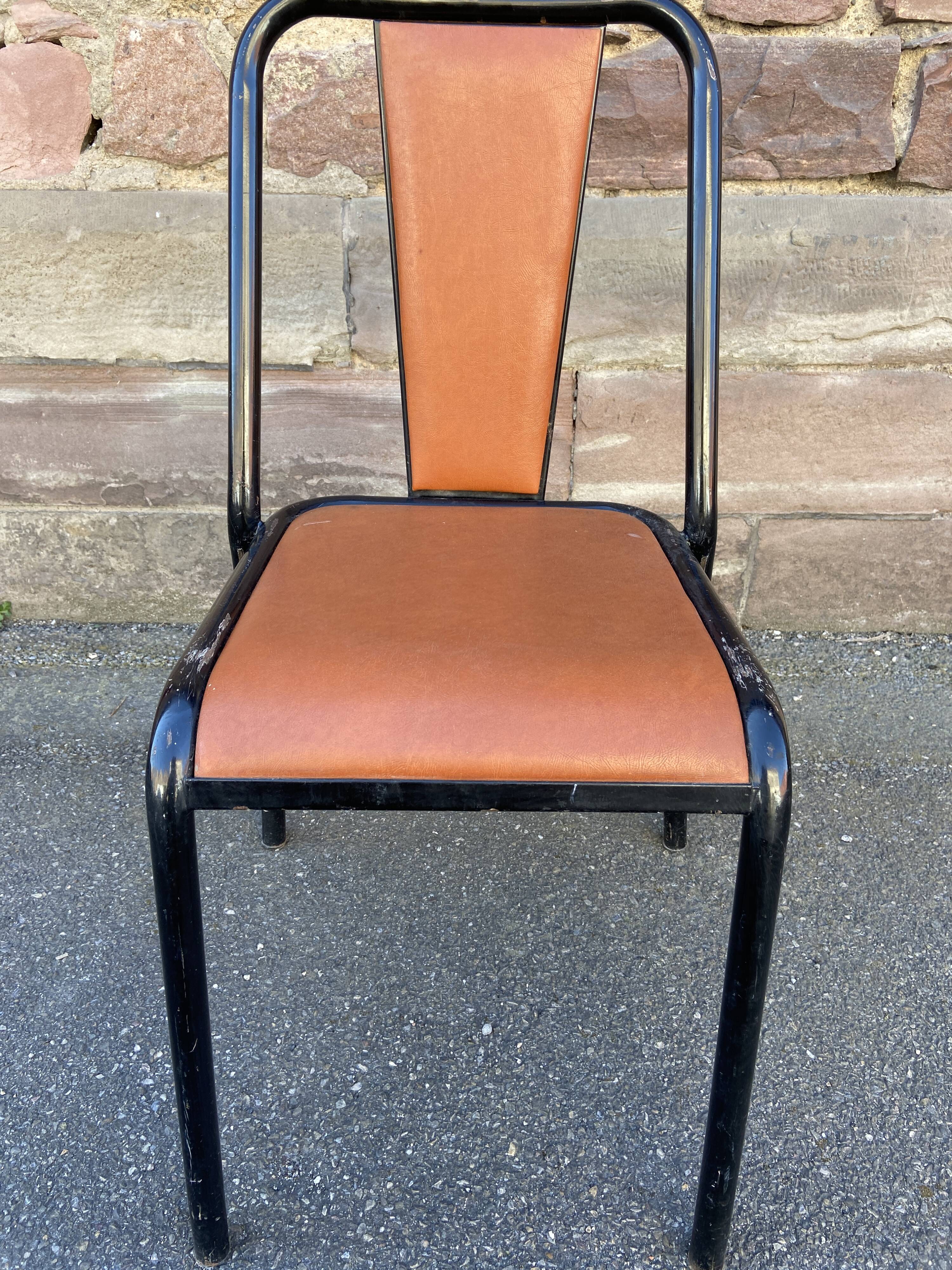 Vintage school chair faux leather 1960