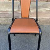 Chaise d'école vintage simili cuir 1960