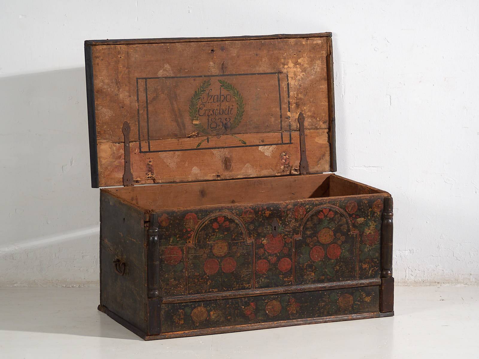 Antique folk art style trunk (1838) #46