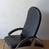 Chromed leather armchair, chaise longue from the 1970s.