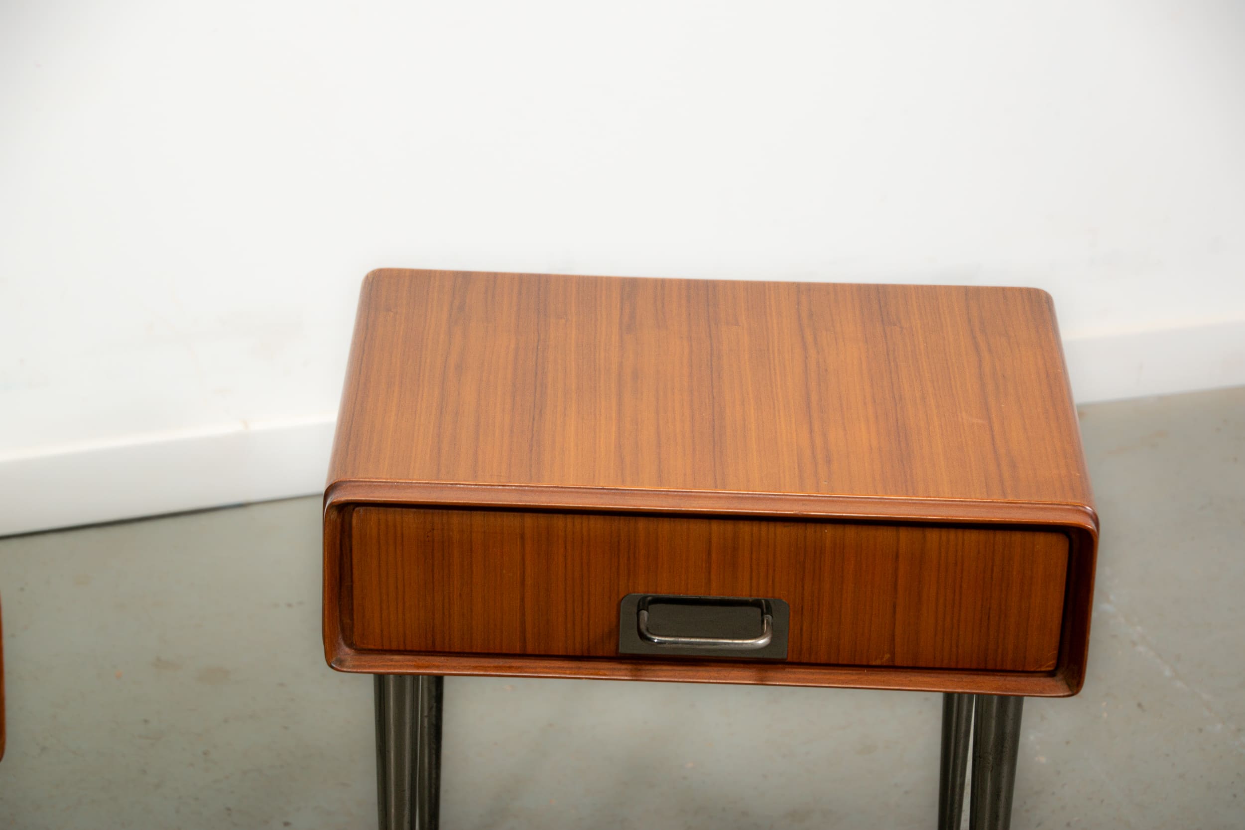 Italian nightstands in teak with brass details, circa 1970