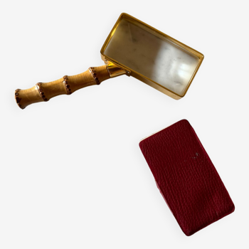 Bamboo handle magnifying glass in the style of Gucci