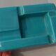 Cendrier faïence bleu turquoise vintage