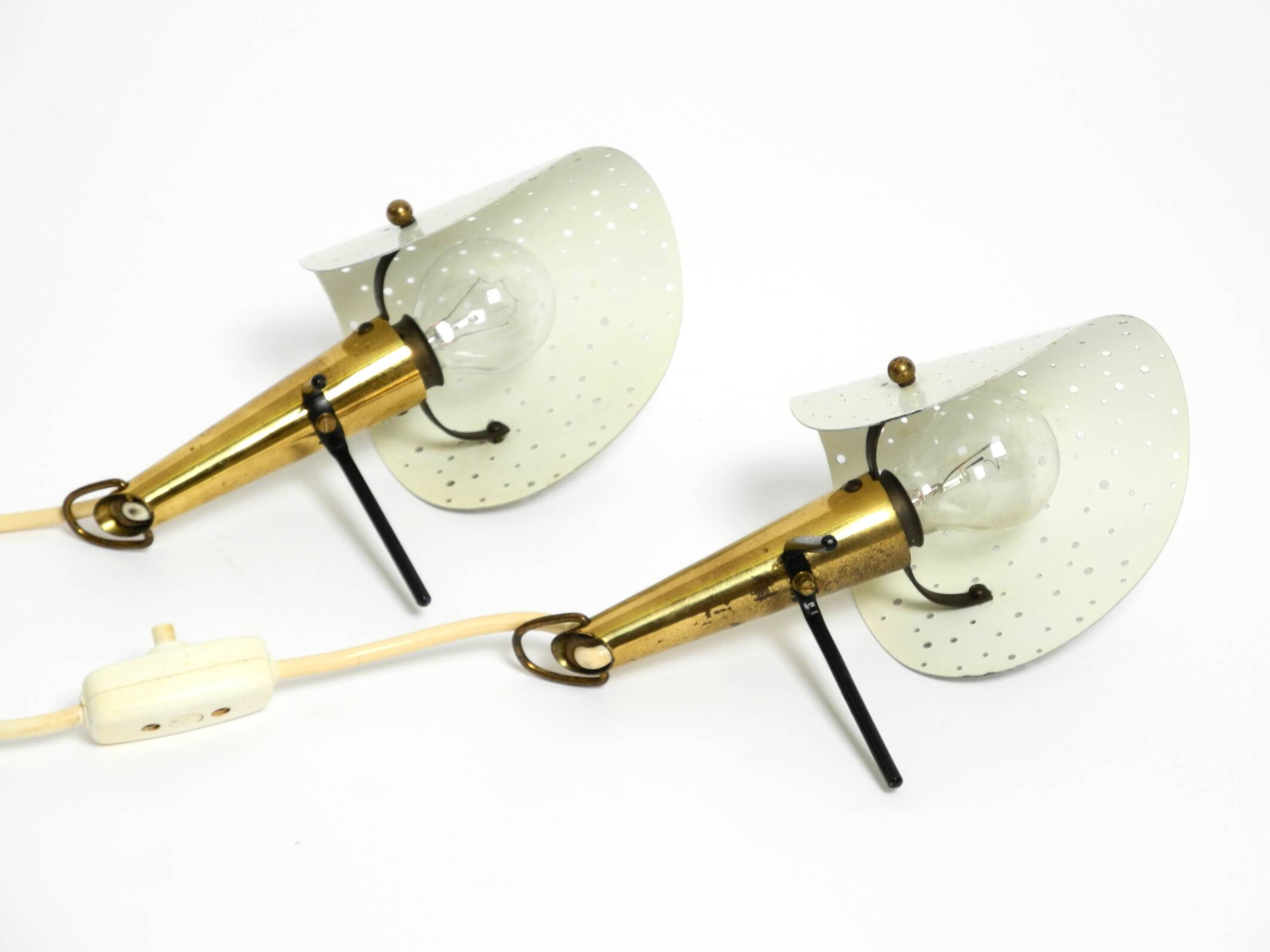Pair of Mid Century Modern metal brass table and wall lamps by Ernest Igl
