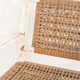 Set of vintage wooden and woven rope armchairs with a matching table. Spain, 1960s.