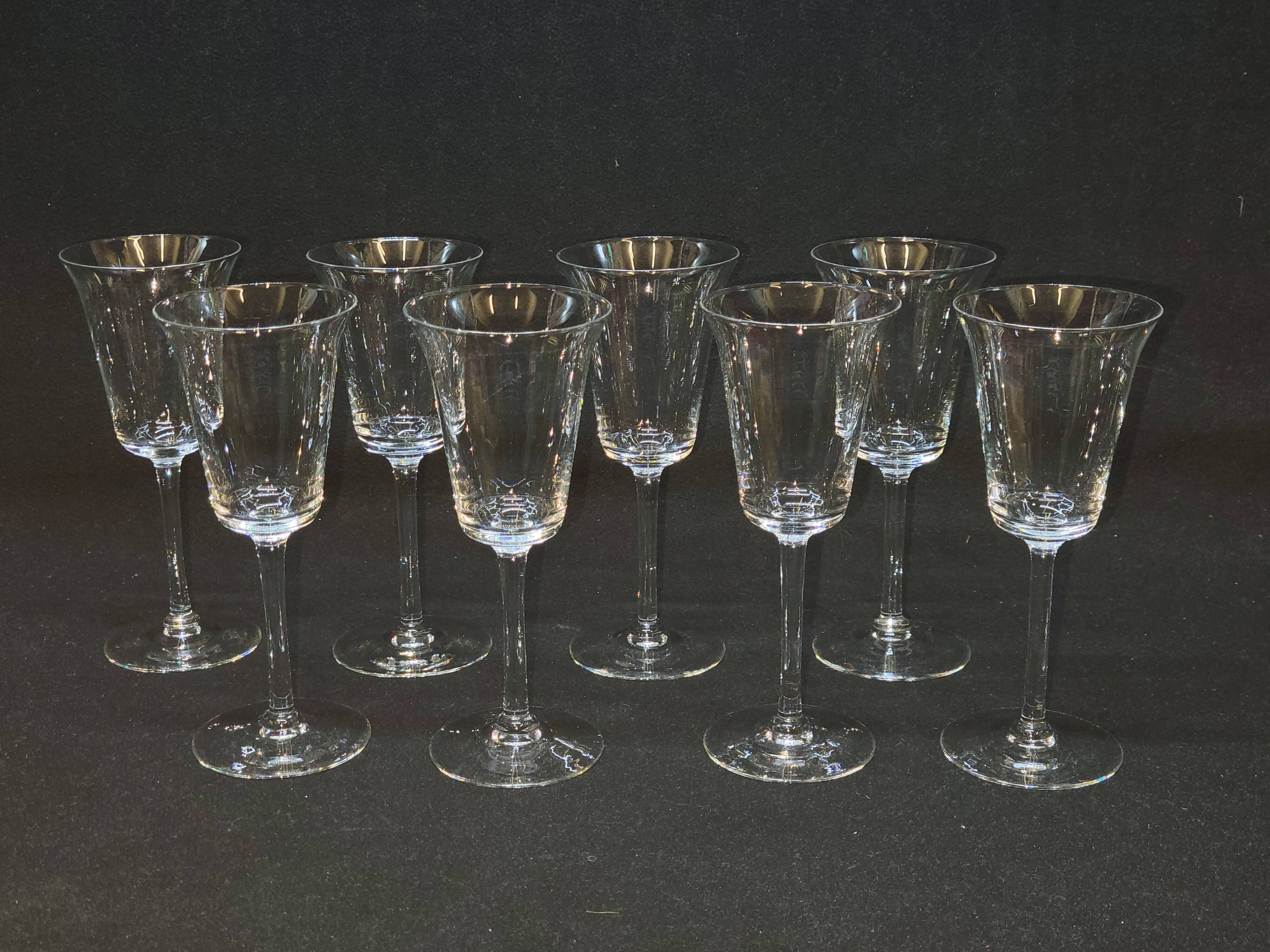 8 Fine Crystal Stemmed Glasses for Port or Liqueur - Baccarat? / Saint Louis