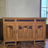 Buffet made of solid cherry wood, late Art Nouveau.
