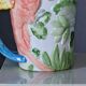 Vintage carafe in animal-shaped barbotine, parrot Ara.