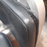 pair of vintage design chair 1960 aluminium skai black