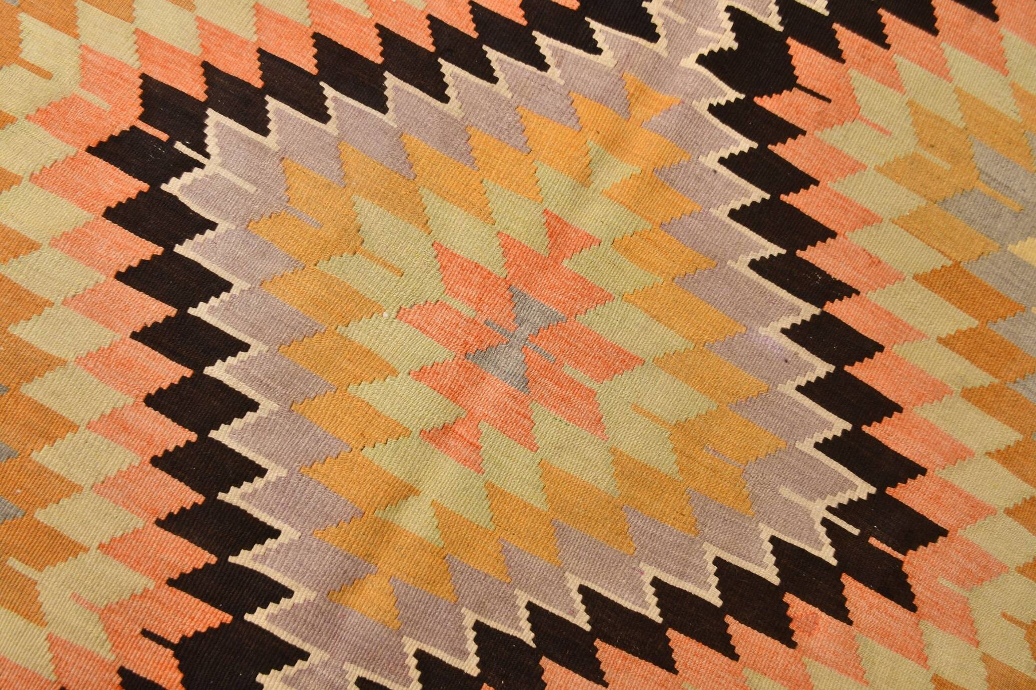6x7 Faded Orange Area Handknotted Kilim Rug,
