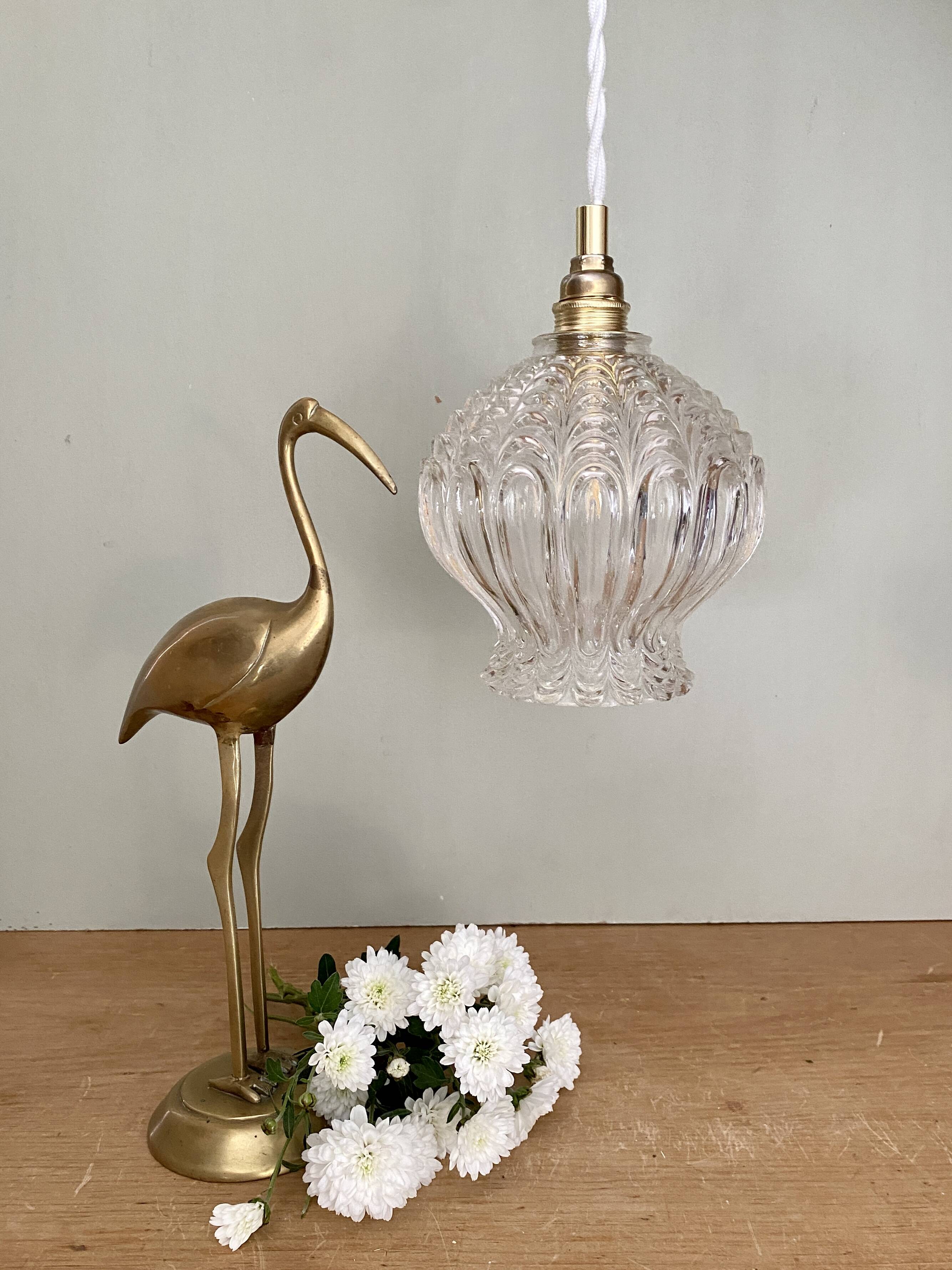 Vintage globe pendant in molded glass