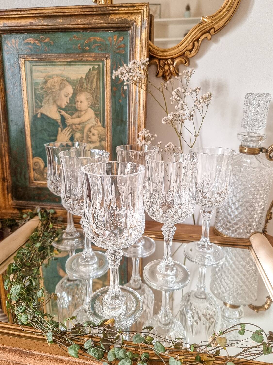 6 large stemmed glasses, Arques crystal, Longchamp model